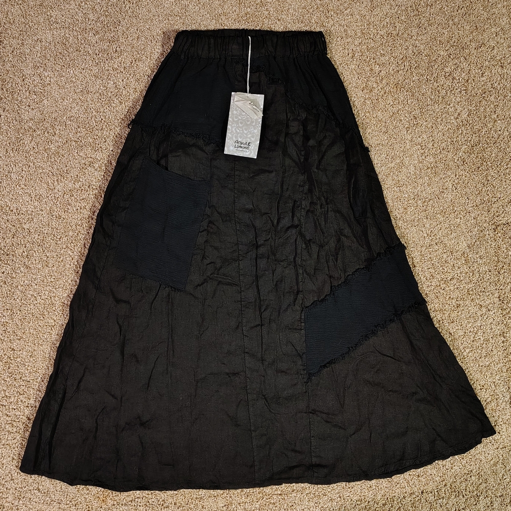 Acqua & Limone Black Line Maxi A-Line Cargo Skirt for Cocktail With Pocket S/M